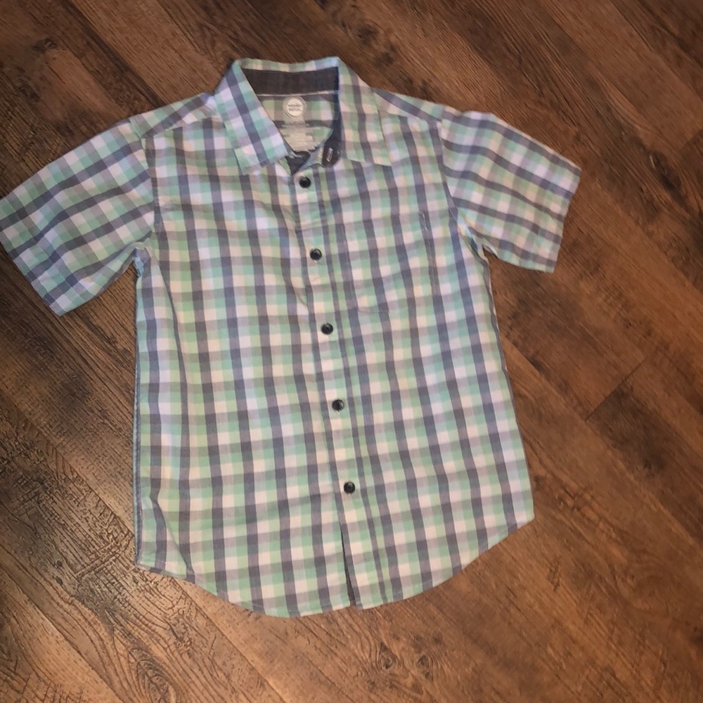 Boys mint striped button down shirt Small 6/7/BOGO